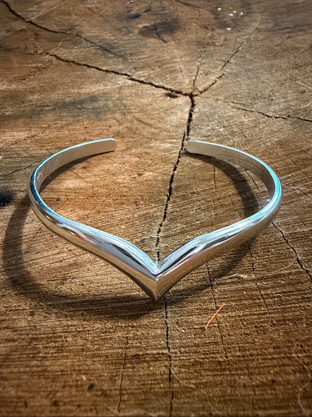 V-Shaped Silver Cuff Bracelet